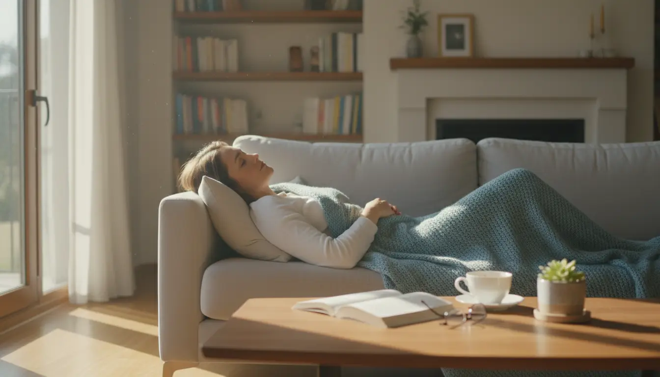 ソファーで昼寝をしている女性