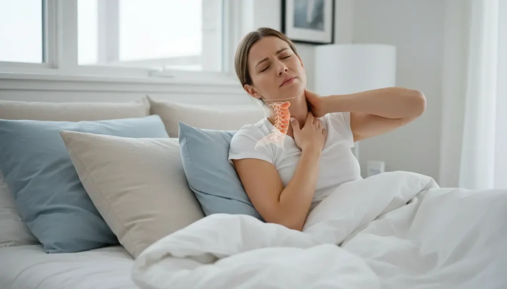 首こりに悩む女性