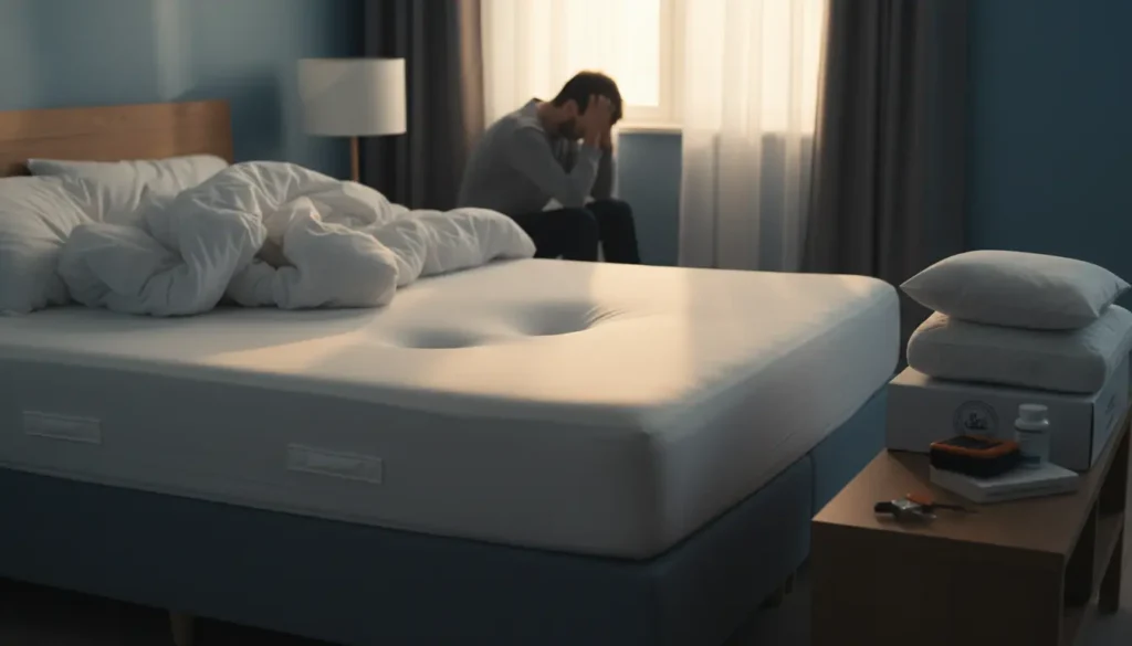 マットレスがへたっていてよく眠れなかった男性