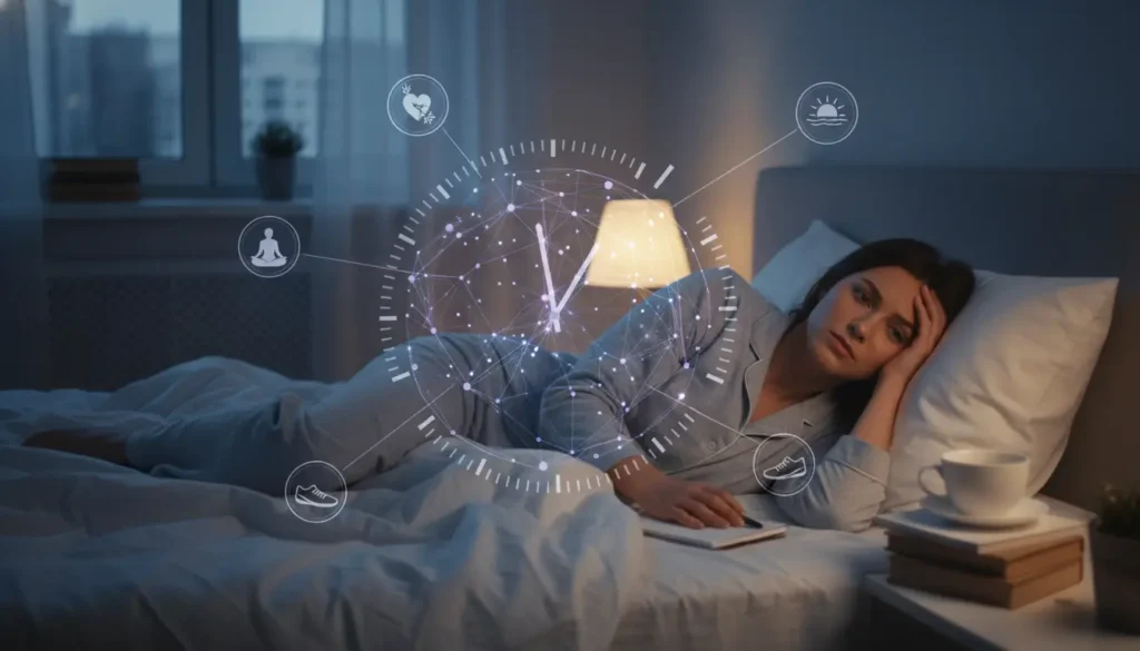 ストレスで眠れないまま朝を迎えた女性