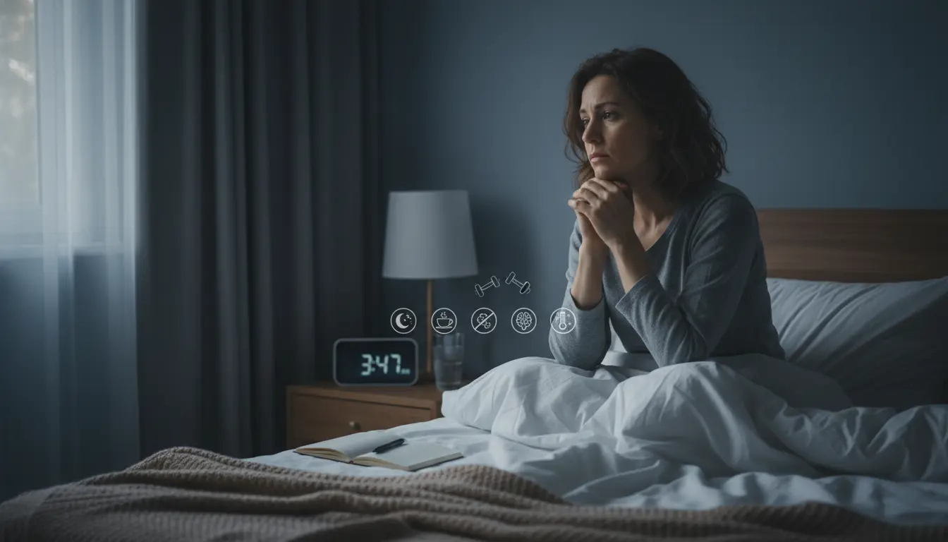 夜中に目が覚めた女性